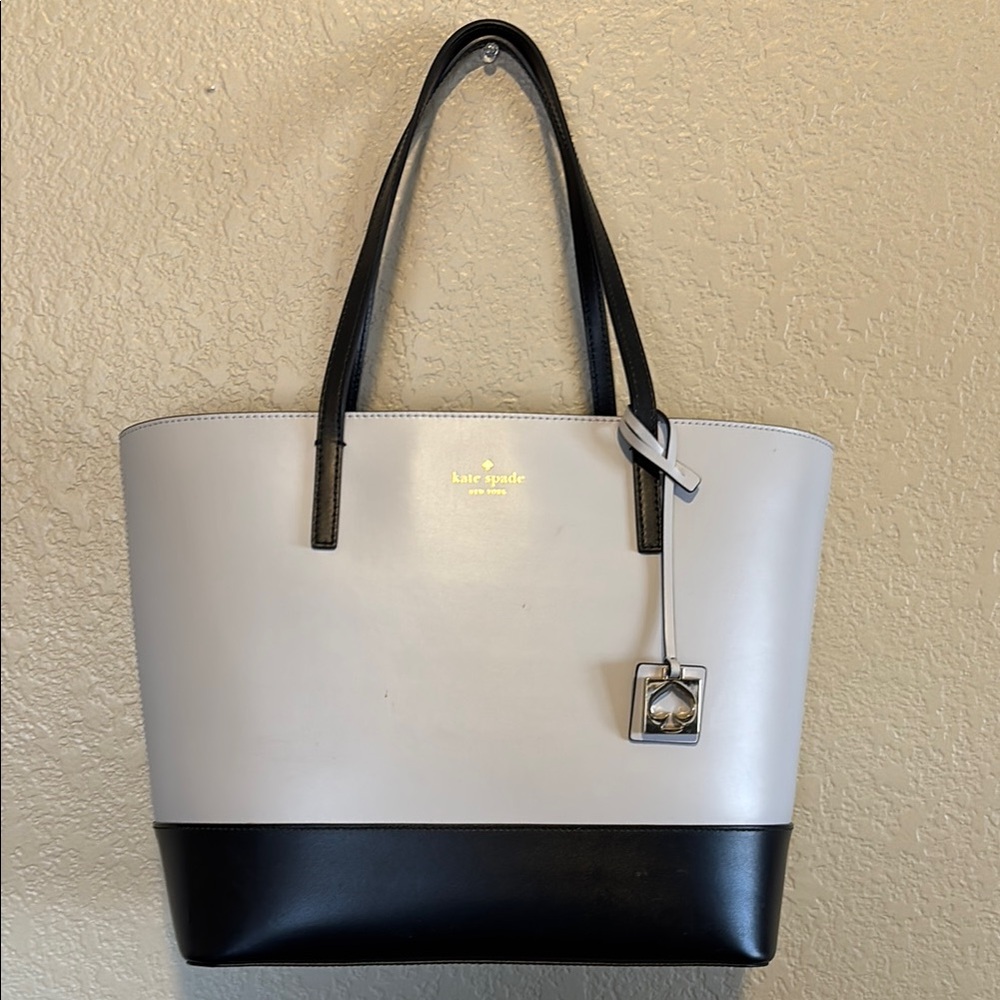 Kate Spade Two-Tone Leather Black and Stone Tote